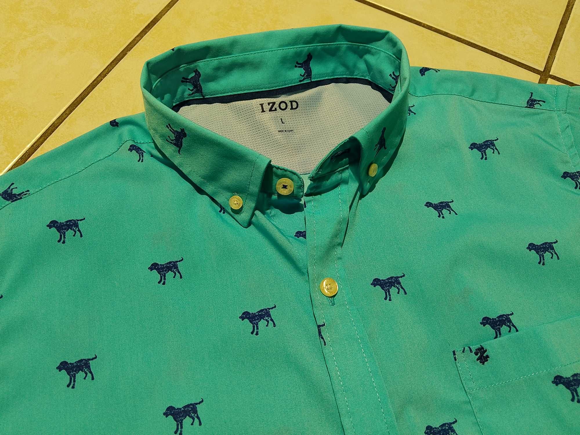 IZOD USA - NOWA! z LOGO Koszula Męska krótki rękaw rozmiar L