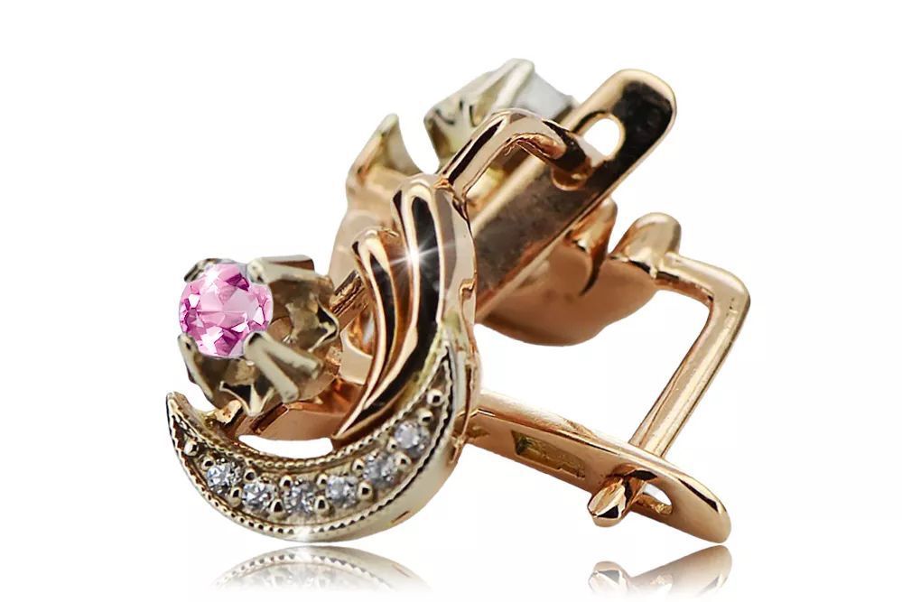 Kolczyki z 14k różowego złota z ametystem i brylantami ved093rw-am Wr