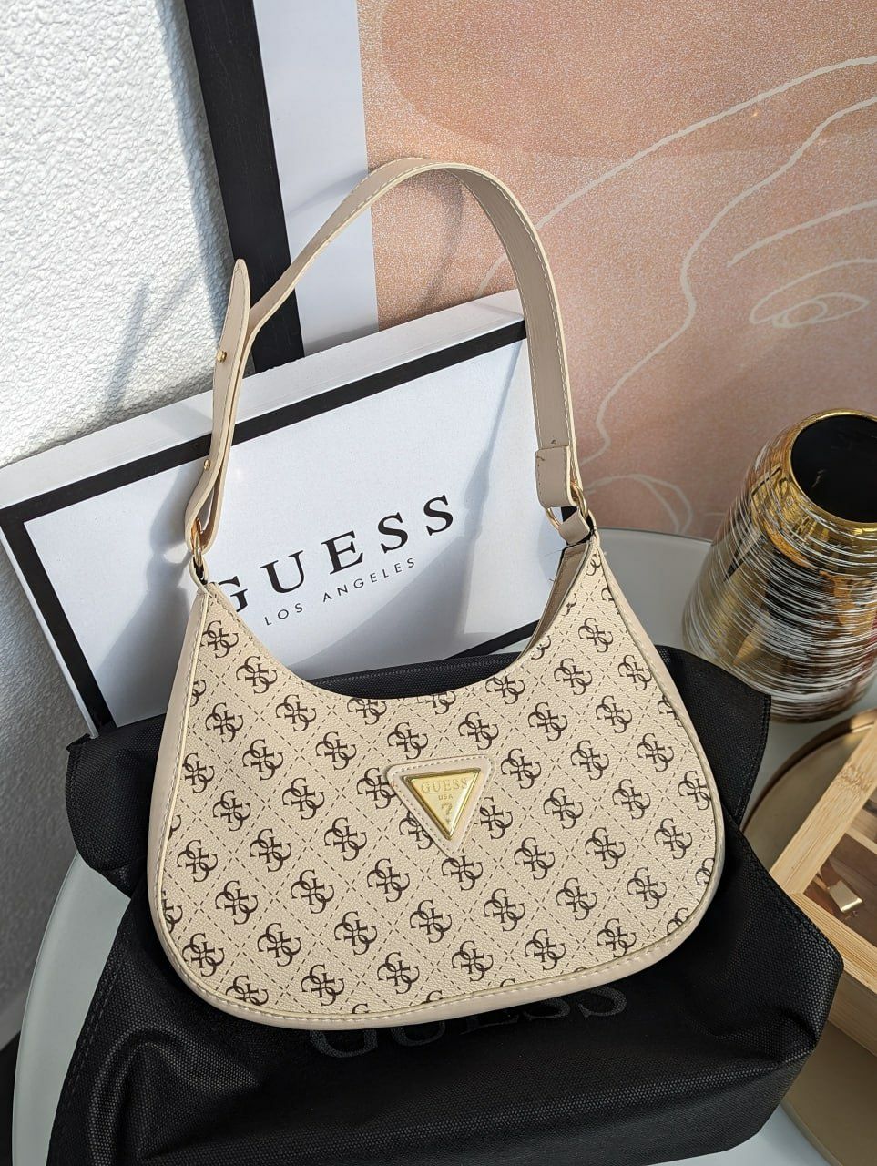 Женская сумка Guess хобо, вместительная сумка, жіноча сумочка, Гес