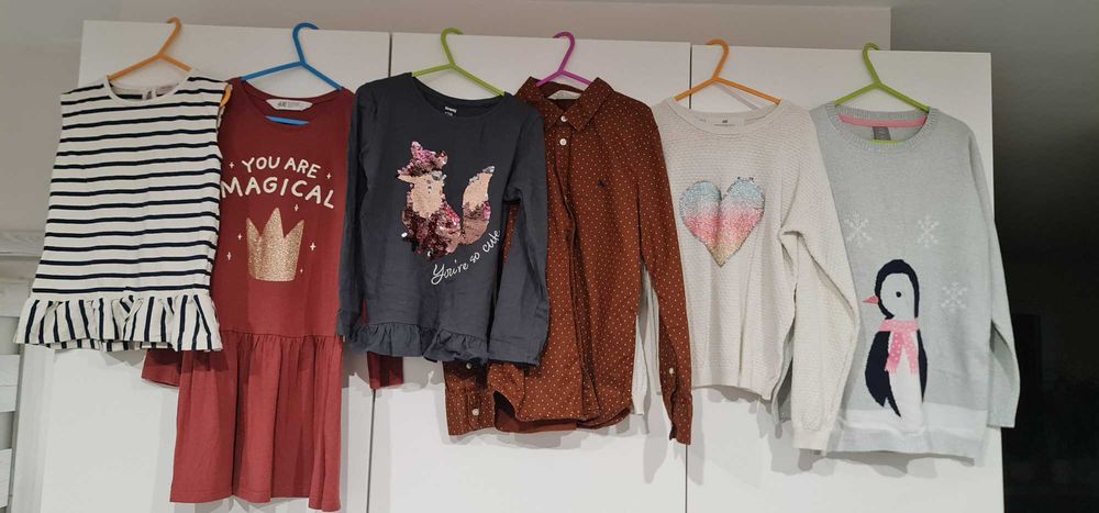 PAKA 4x kurtka 8x bluza sweter 128 134 zestaw dziewczynka JESIEŃ ZIMA