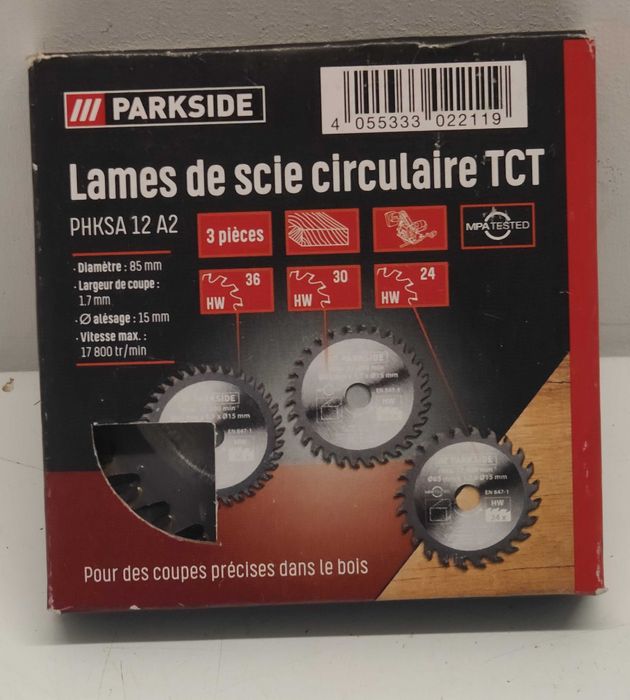 PARKSIDE tarcza zestaw 3 sztuki tarcze do drewna 85 mm