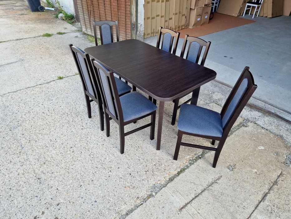 Nowe: STÓŁ 80x140-180 + 6 KRZESEŁ, wenge + grafit , dostawa cała PL