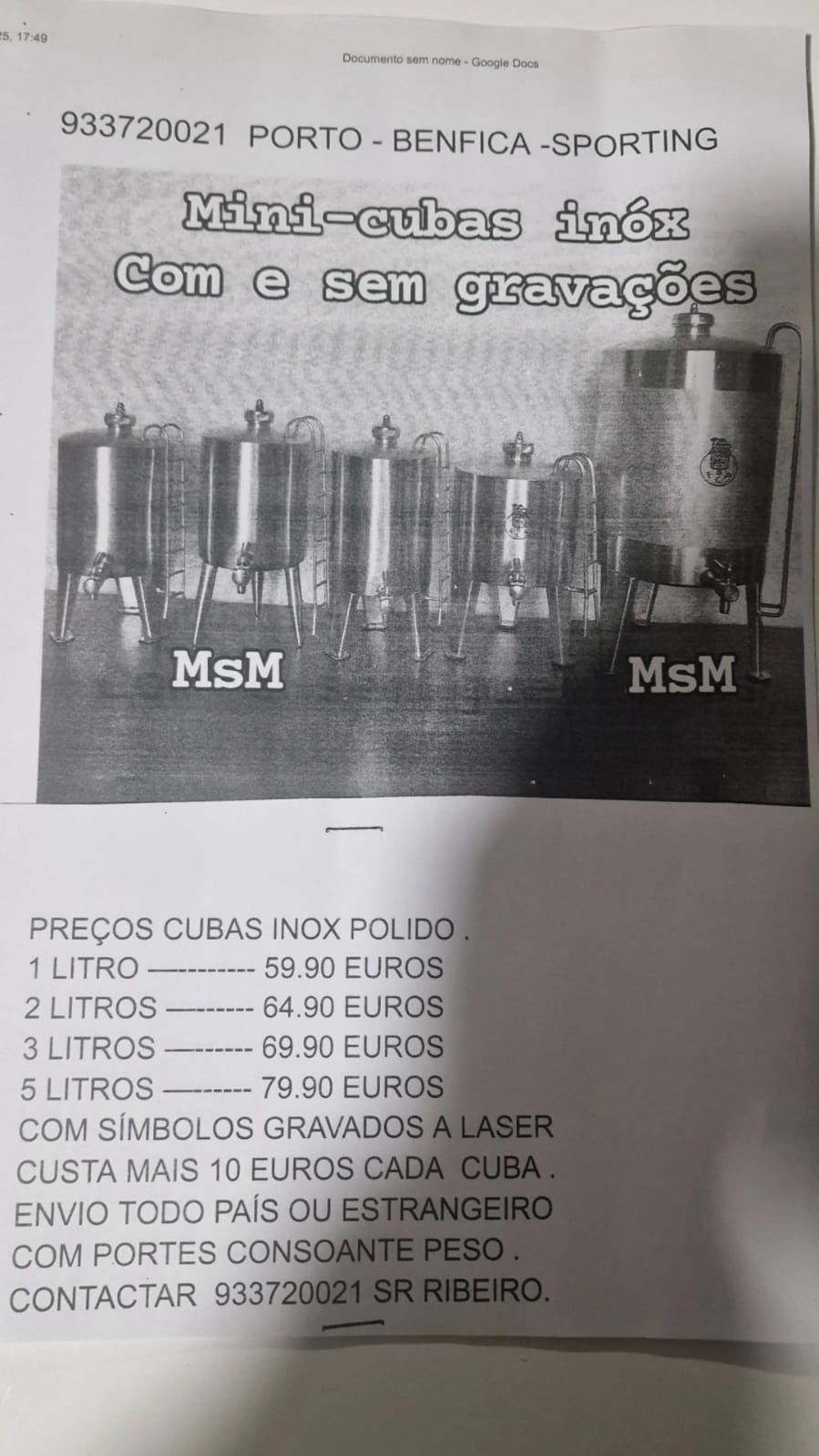 Cubas inox polido artesanais ler texto