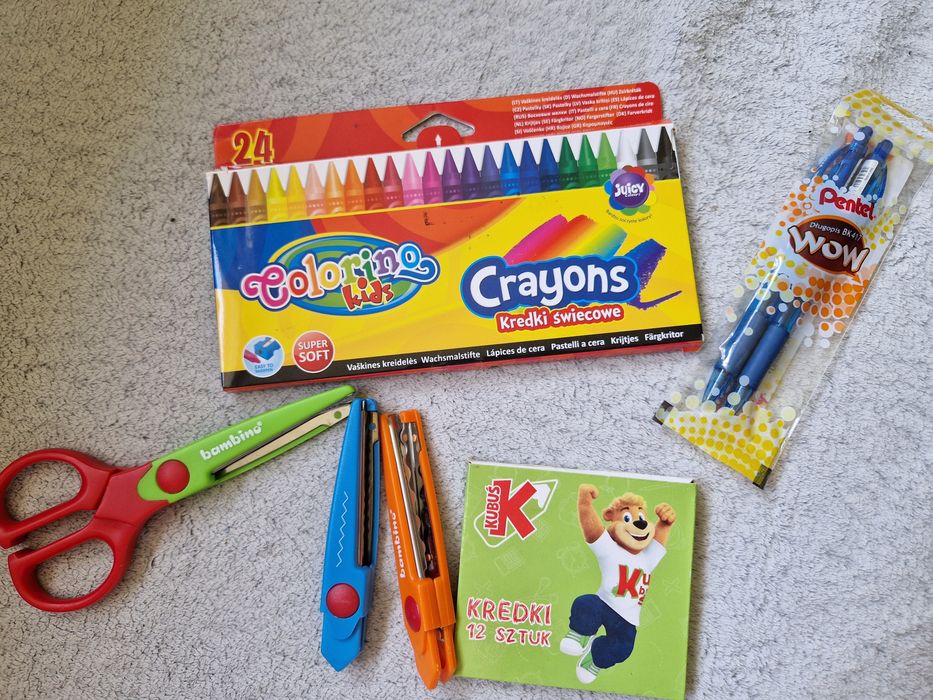 Zestaw plastyczny do przedszkola/zerówki kredki świecowe/bambino