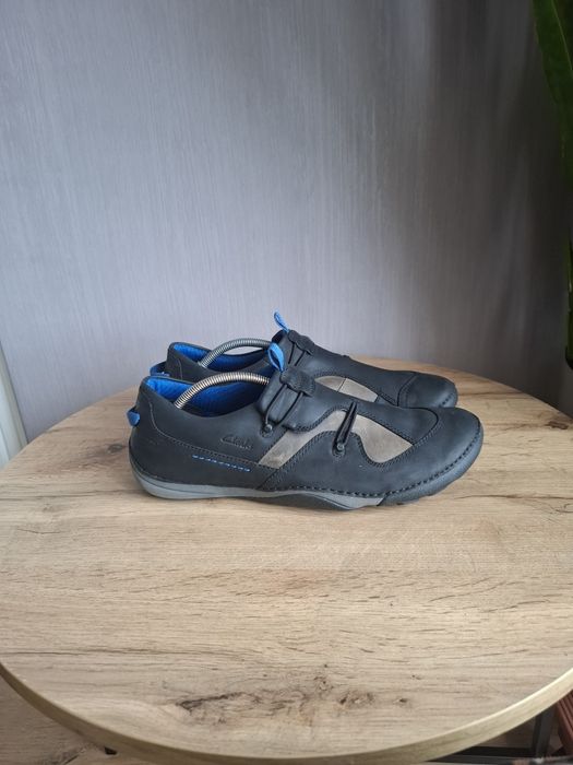 Кожаные мужские мокасины Clarks 46р, черные спортивные туфли, кроссовк