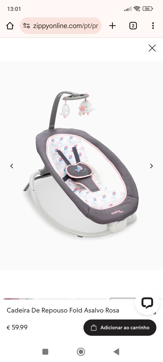 Espreguiçadeira para bebê menina
