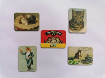 Koty kolekcja magnesy na lodówkę w stylu retro