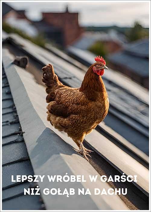 Plakat lepszy wróbel w garści niż gołąb na dachu 2