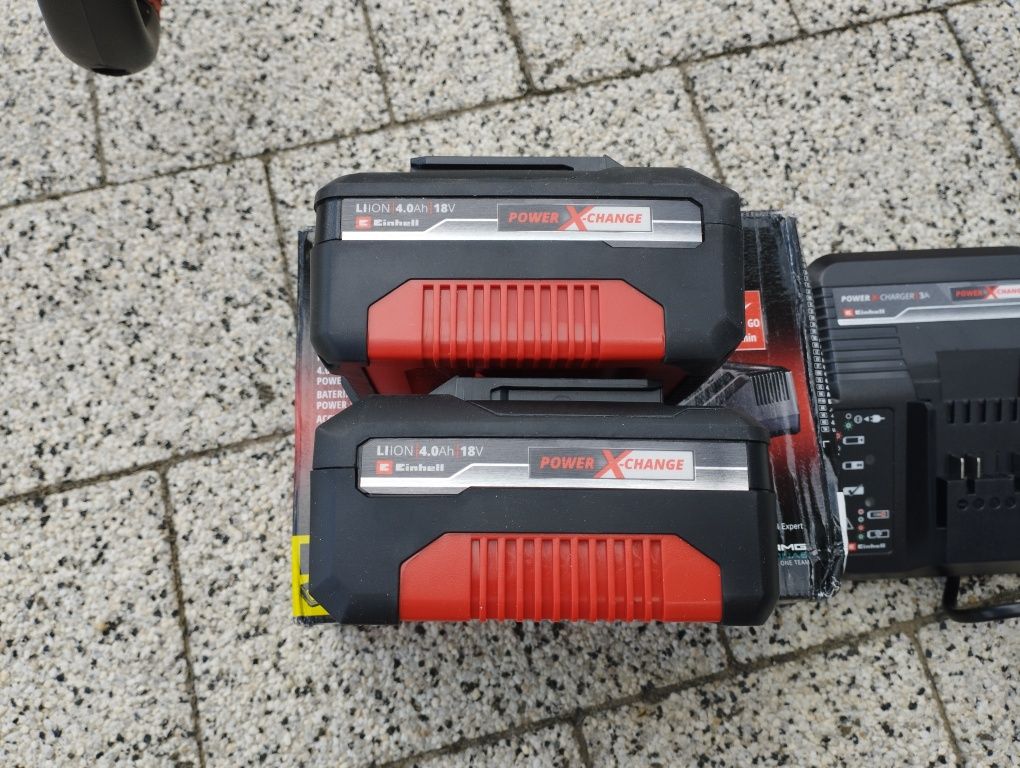 Podkaszarka akumulatorowa Einhell. Zestaw 2 baterie 4,0 mAh ładowarka