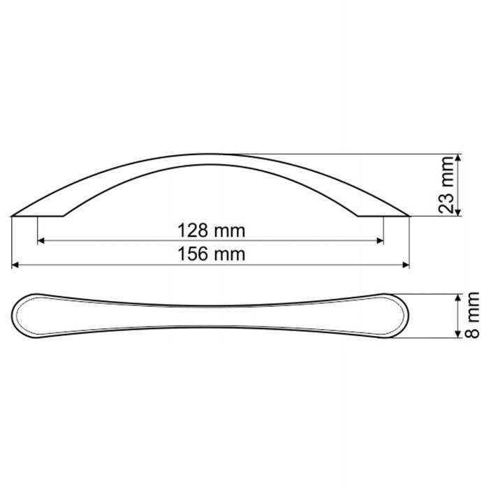 Uchwyt Meblowy Czarny Mat Łuk Reling Słomka 128 Mm