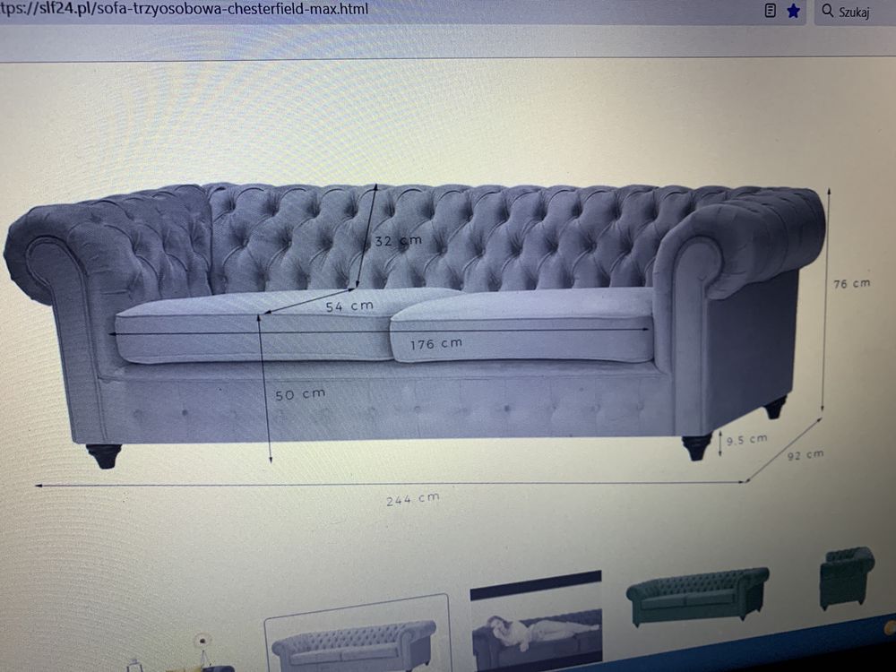 Sofa trzyosobowa Chesterfield Max