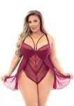 Еротичний боді з доступом Lovehoney 1XL 2XL Бордовий