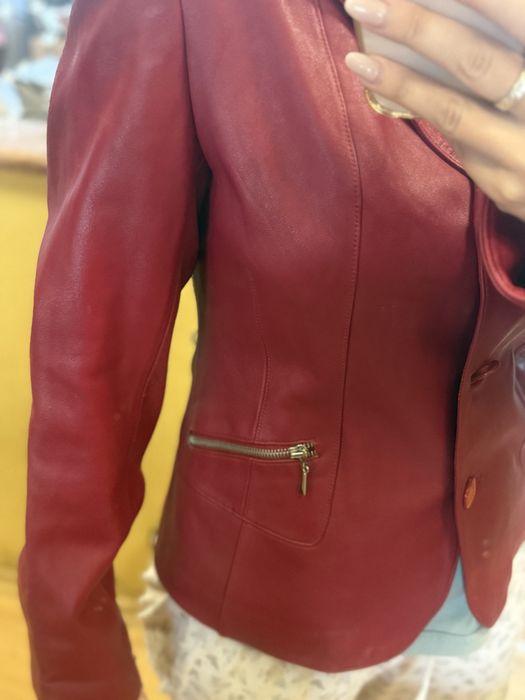 Новый Женский Кожаный пиджак, размер 46
