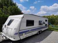Przyczepa kempingowaHobby Prestige 650 KMFE fotowoltaika zadbana