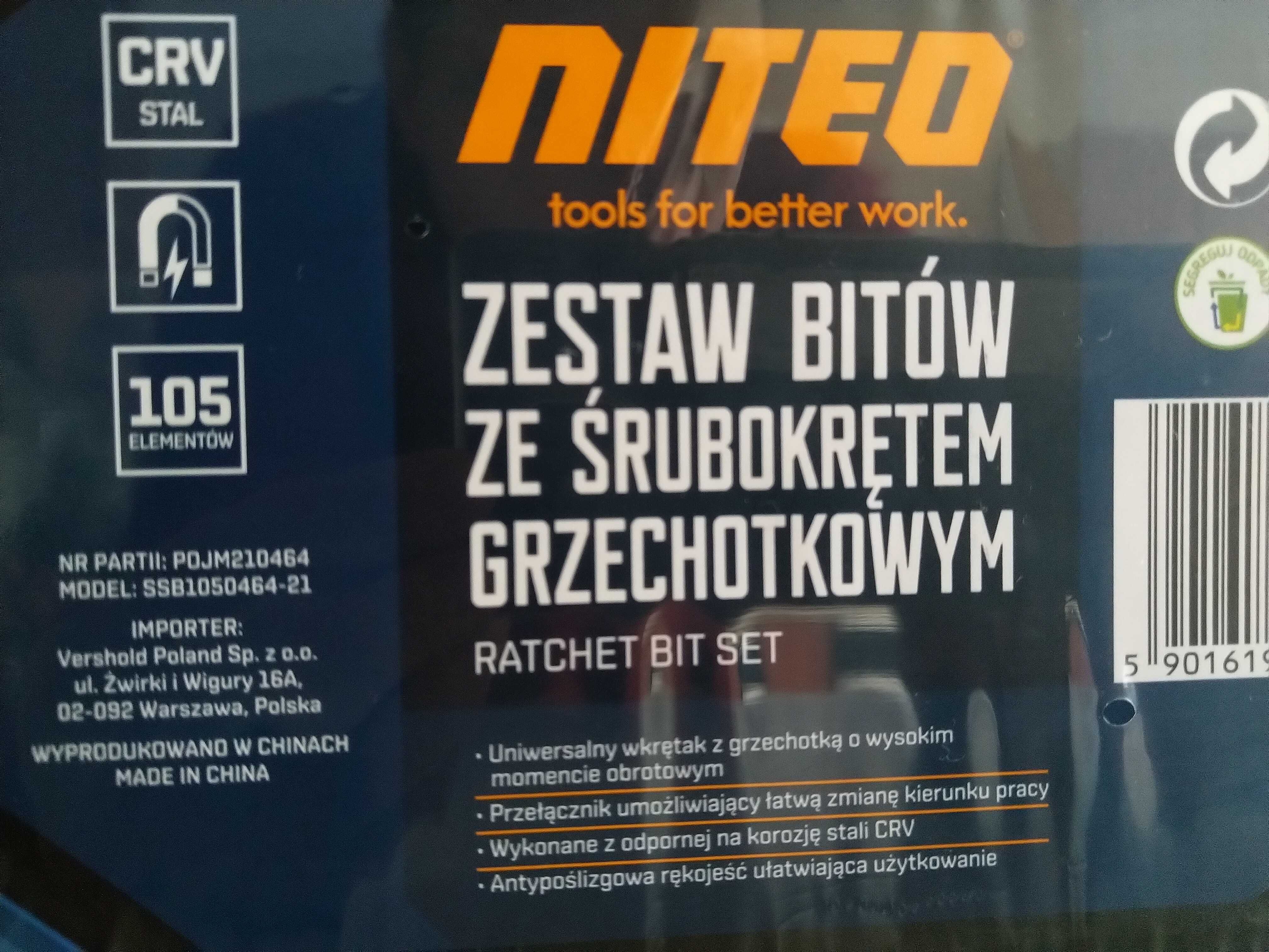 NAJTANIEJ Zestaw Bitów Ze Śrubokrętem Grzechotkowym 105el. Wysyłka