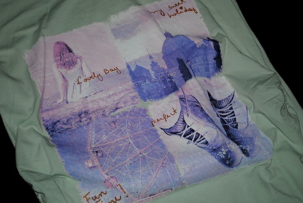 Футболка S для беременной аквамарин мятная с рисунком принт бренд next