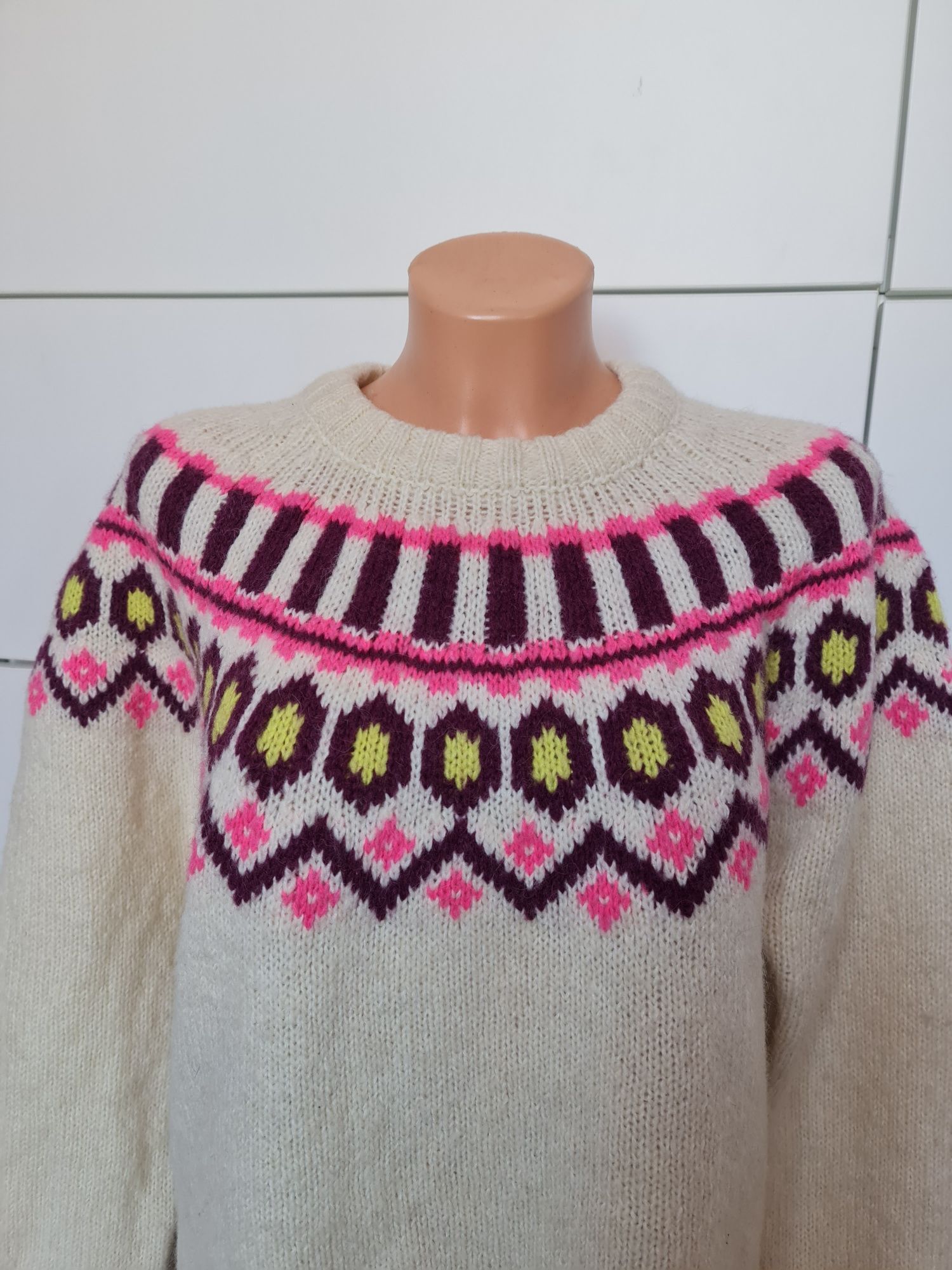 Kari Traa wełna ciepły sweter rozmiar L
