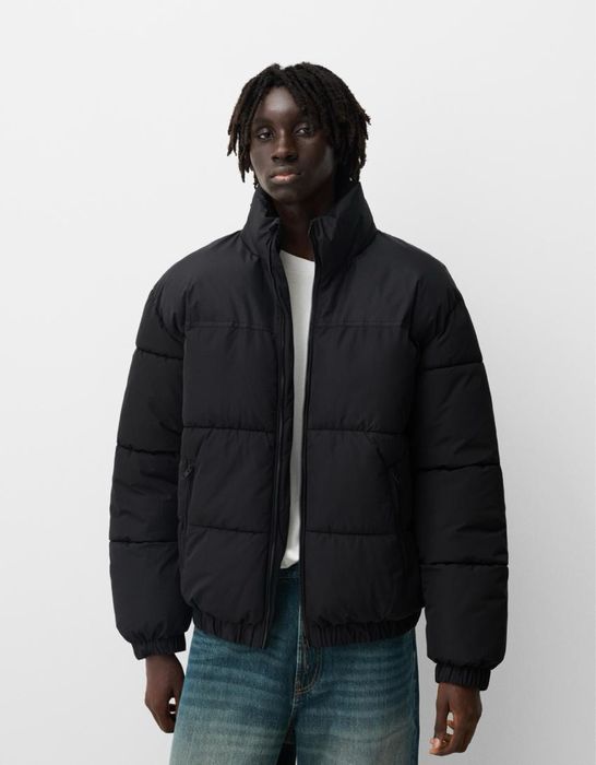 Куртка Bershka Puffer Jacket (S) чорна чоловіча пуховик