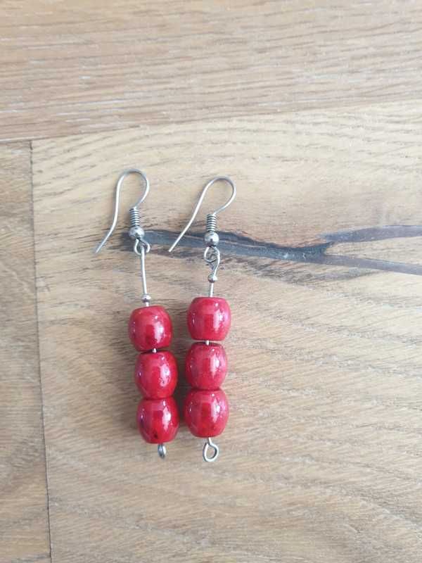 Czerwone kolczyki, 5,5 cm, red earrings, kulki