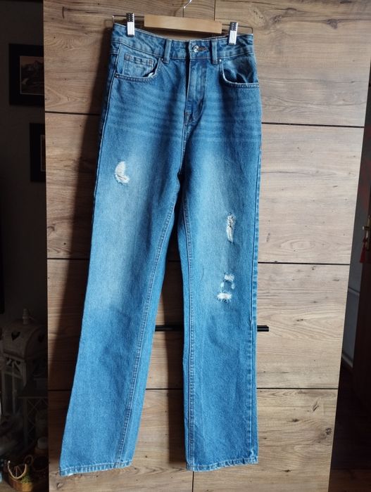 Cropp 34 szerokie spodnie damskie przetarcia