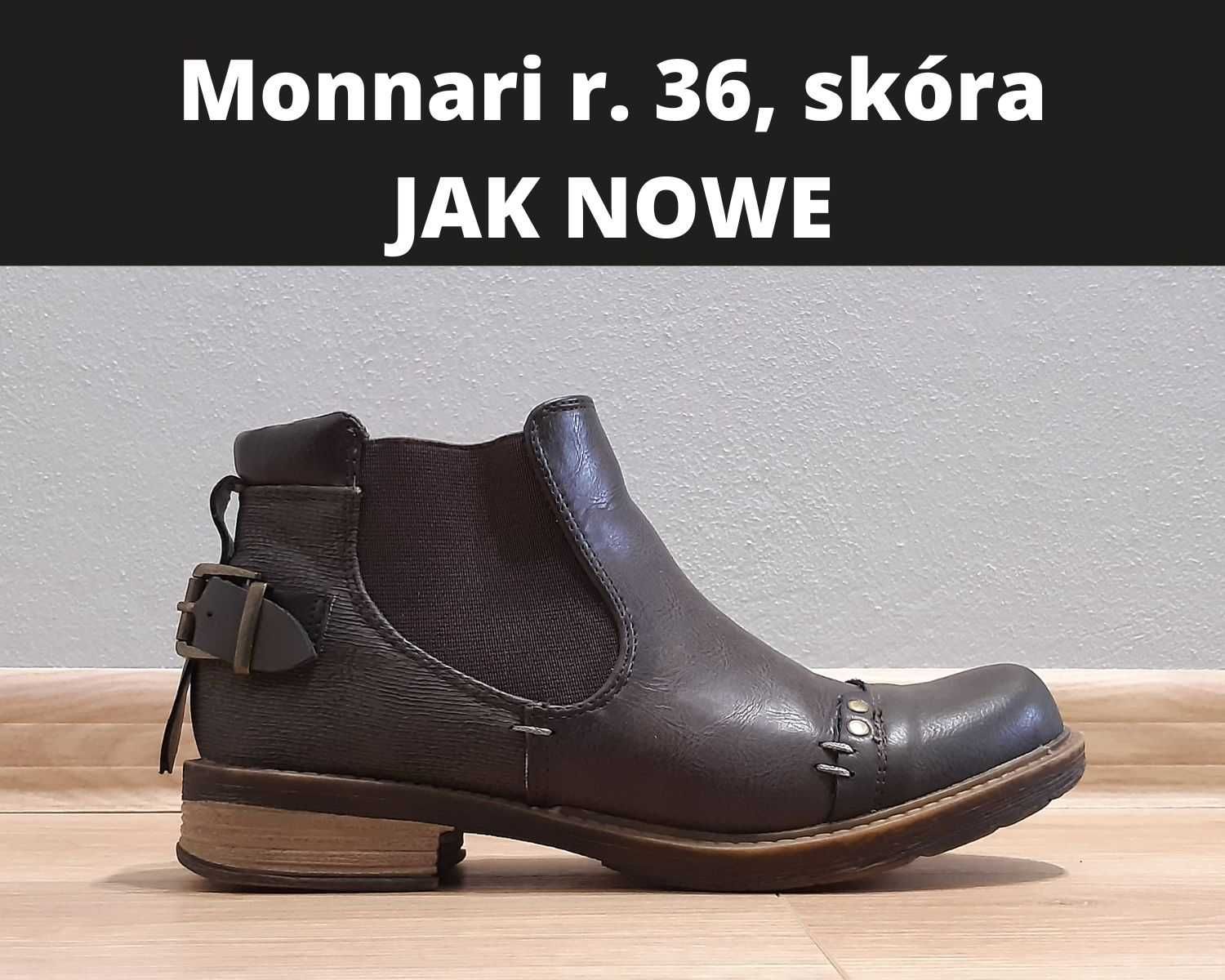 Buty damskie Monnari, skóra, r. 36, JAK NOWE