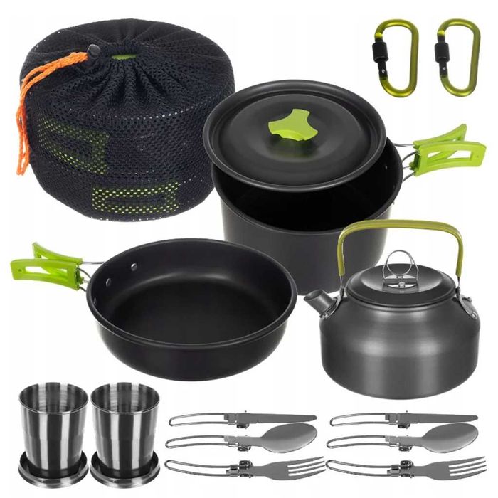 Zestaw survivalowy turystyczny 18w1 biwak, kemping, naczynia, sztućce