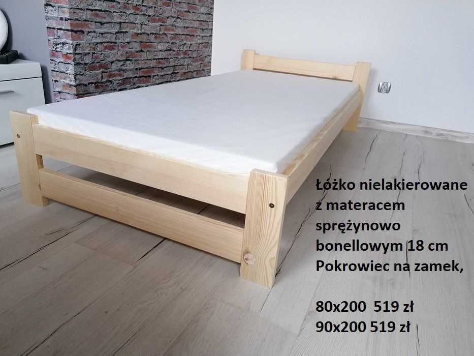 Łóżko + Materac + Stelaż 90x200 80x200 Komplet