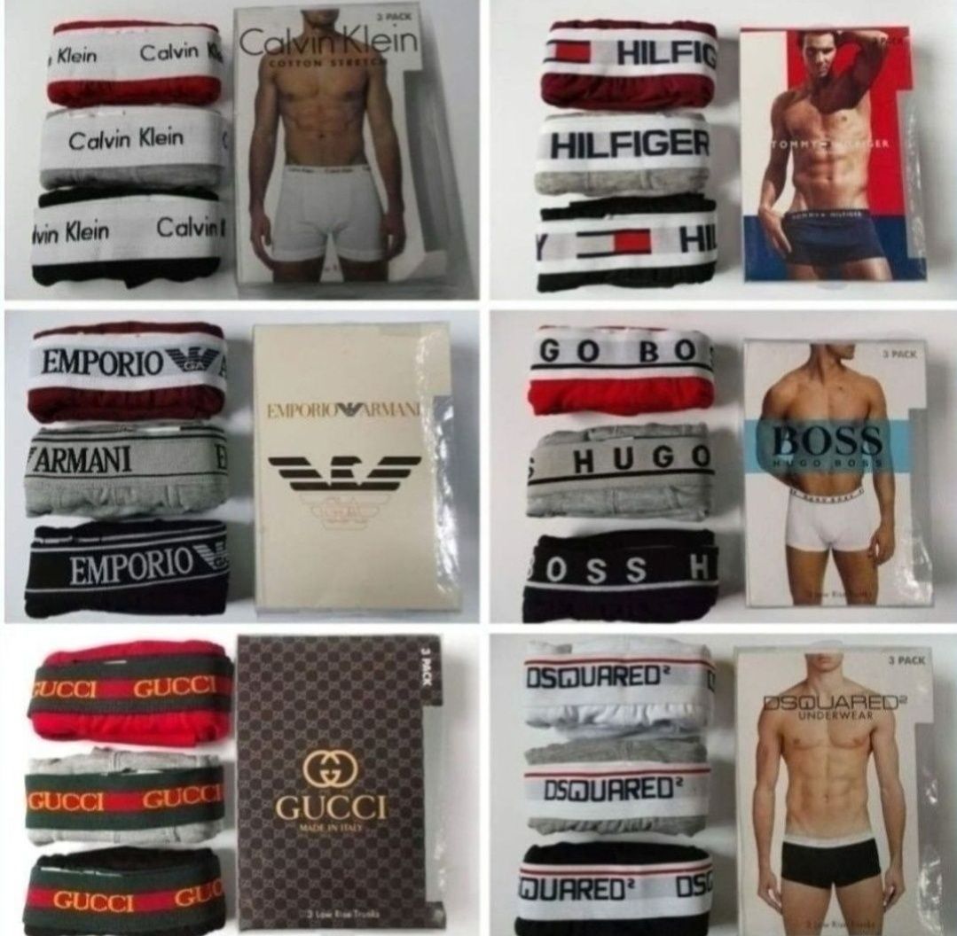 Nowe Bokserki Męskie 3pak Tommy CK Armani Hugo Lacoste Boss Gucci