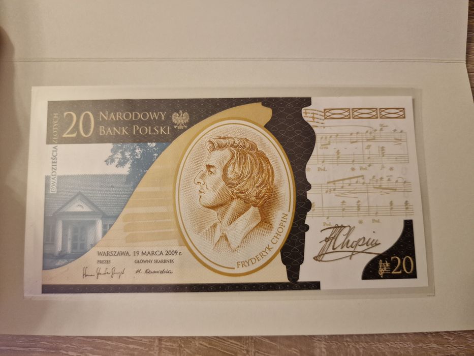Banknot Fryderyk Chopin - bardzo niski numer, dwucyfrowy
