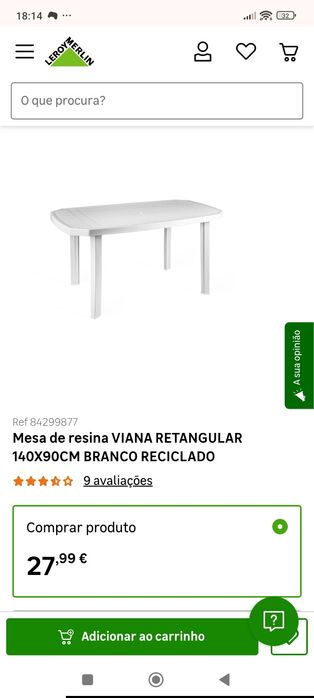 Mesa de jardim + 6 cadeiras (resina)