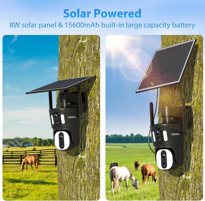 Dupla câmera vigilância LTE c/painel solar XEGA +garantia 3 anos