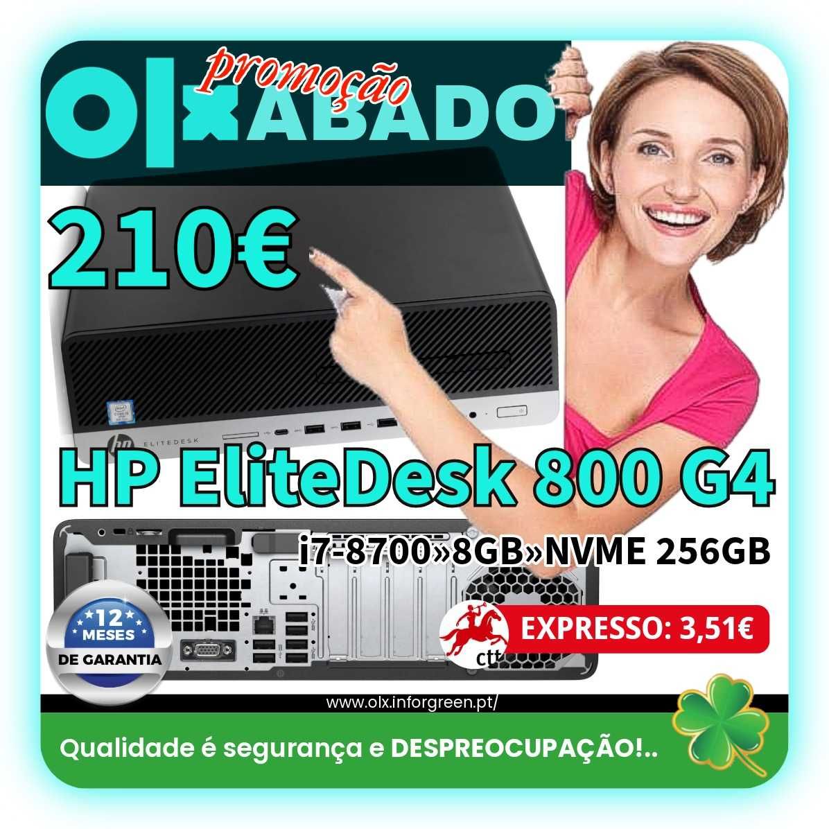 HP Elitedesk 800 G4, i7-8700, 16GB NVME 256 - OLXÁBADO ate 14/06/2025