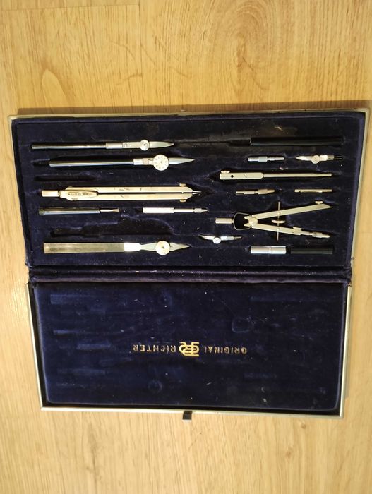 Original Richter zestaw kreślarski cyrkle vintage stare cyrkle zestaw