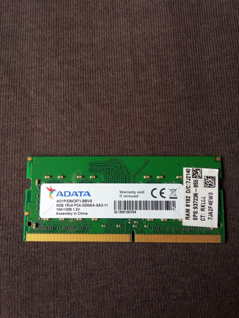 Оперативна пам'ять ноутбука Adata DDR4 8Gb 1Rx8