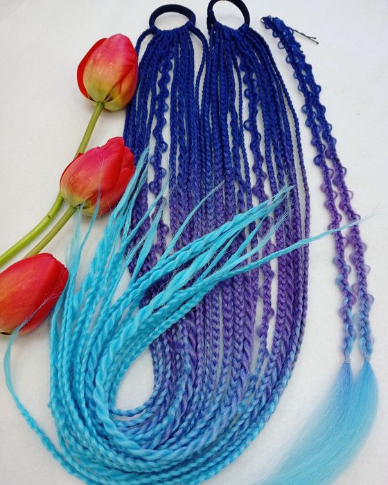 Канекалон, афрорезинки,афрохвосты,съемные 3д косы,светящийся канекалон