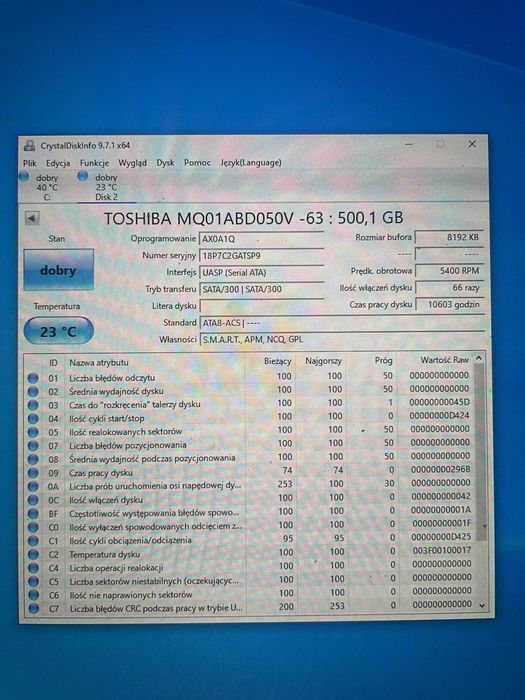 dysk twardy 500gb 2,5 sprawny #i17