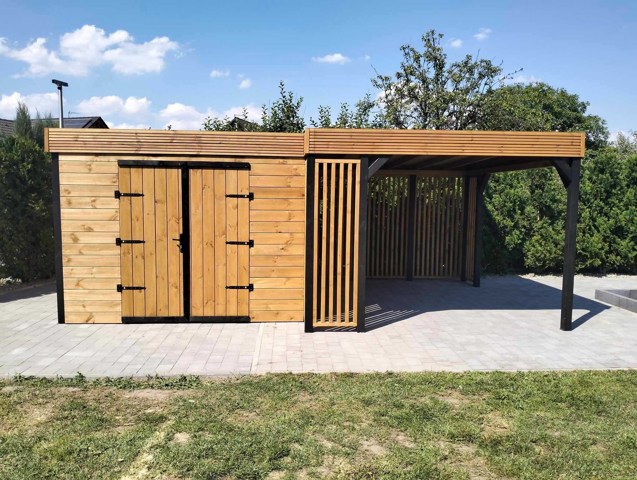 Nowoczesny Domek narzędziowy z Altanką 2w1 "Bocian" 3x6