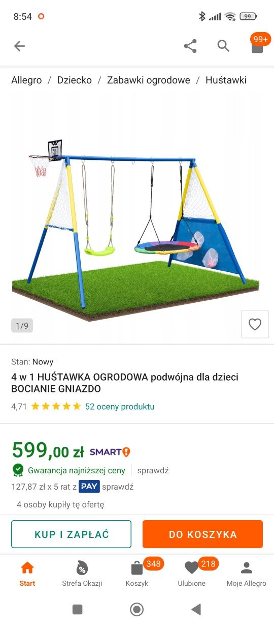 Sprzedam huśtawkę dla dzieci koszykówka