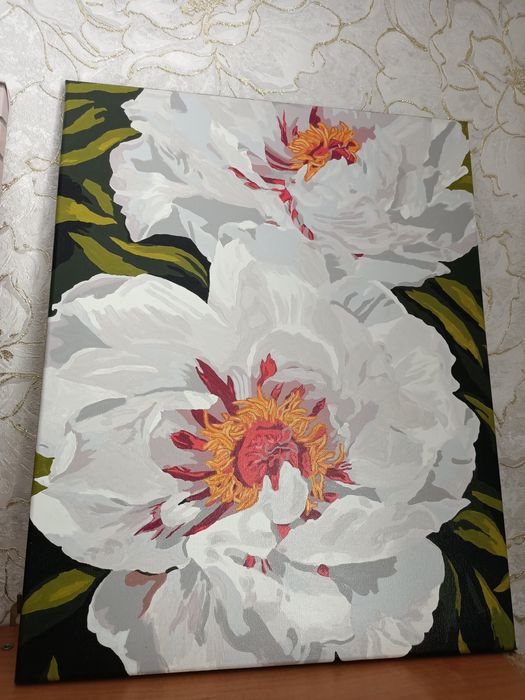 Картина "Белые цветы" 40×50