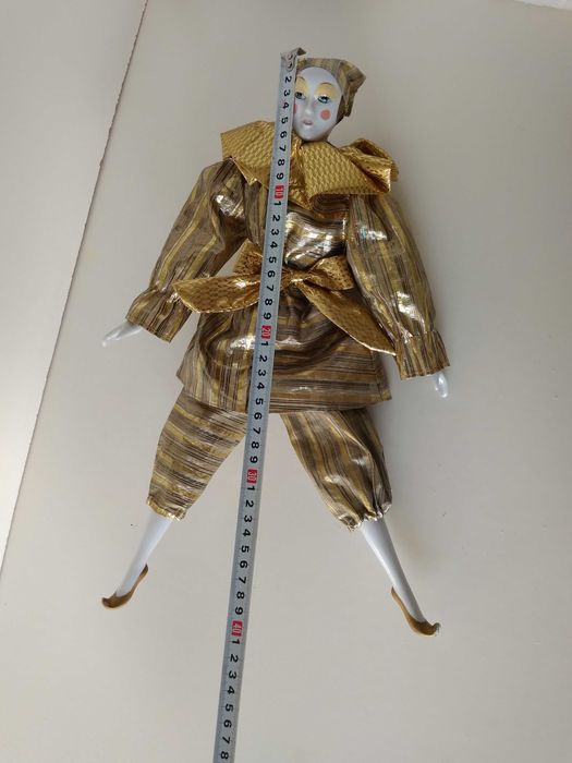 Винтажная салонная будуарная кукла фарфоровый Арлекин Пьеро Венеция