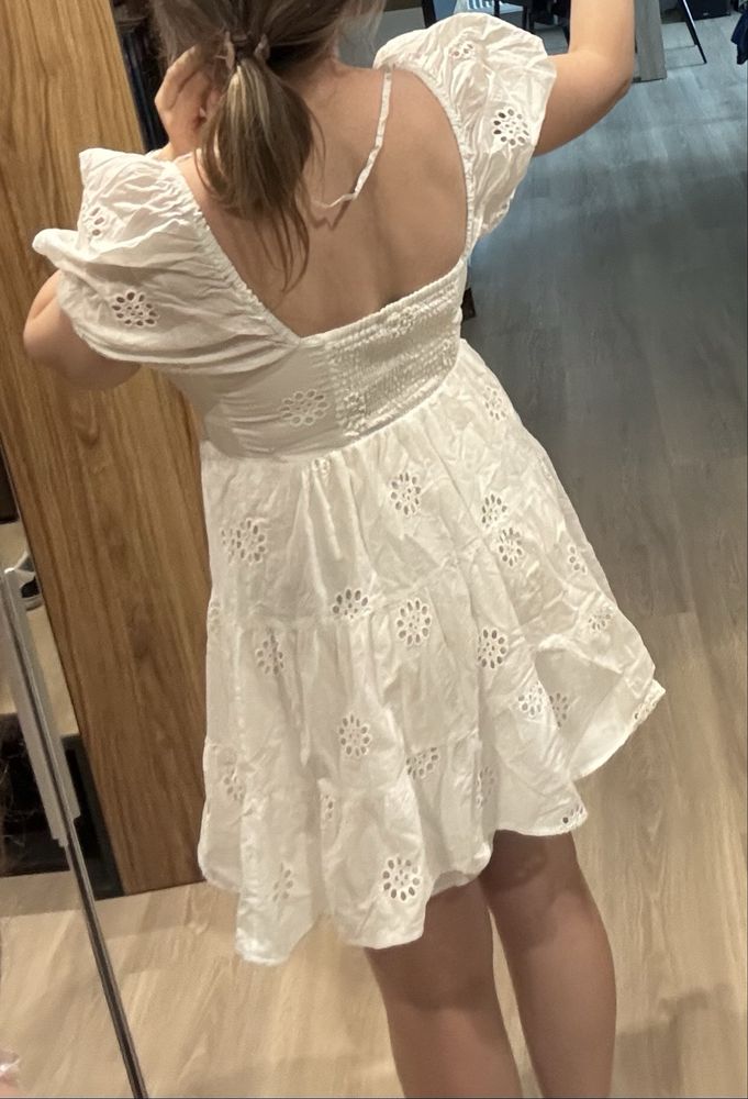 Biała letnia sukienka ażurowa Primark S/36