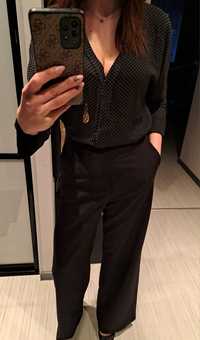 Piękna bluzka, body Zara S/M czarna ,kropki,groszki