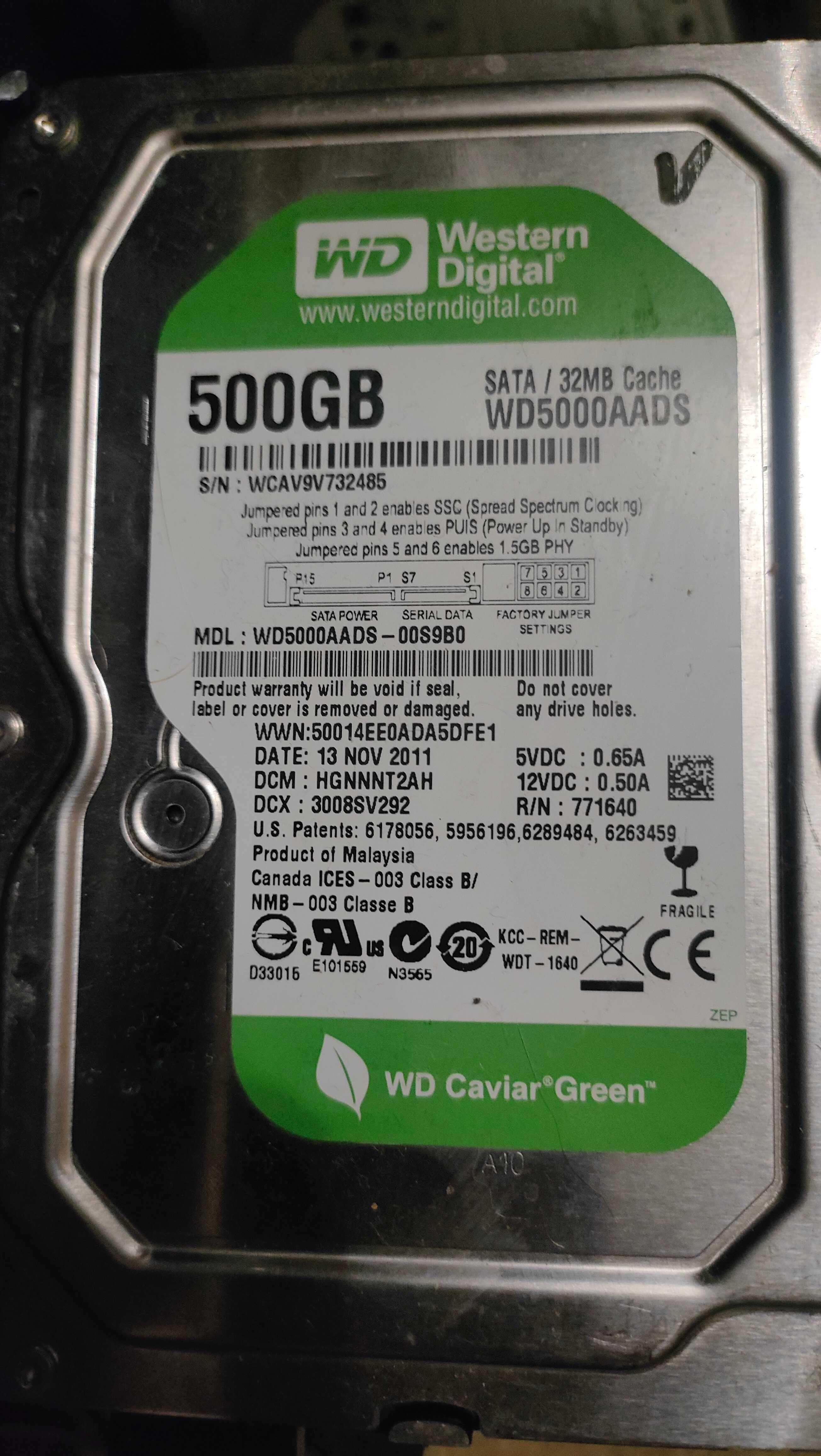Жесткий диск WD Caviar Green 500GB 5400rpm 32MB WD5000AADS 3.5 SATA II