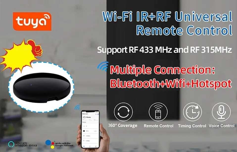 Comando Tuya/Smartlife WIFI IR Com RF 433MHz/315MHz  (NOVO)