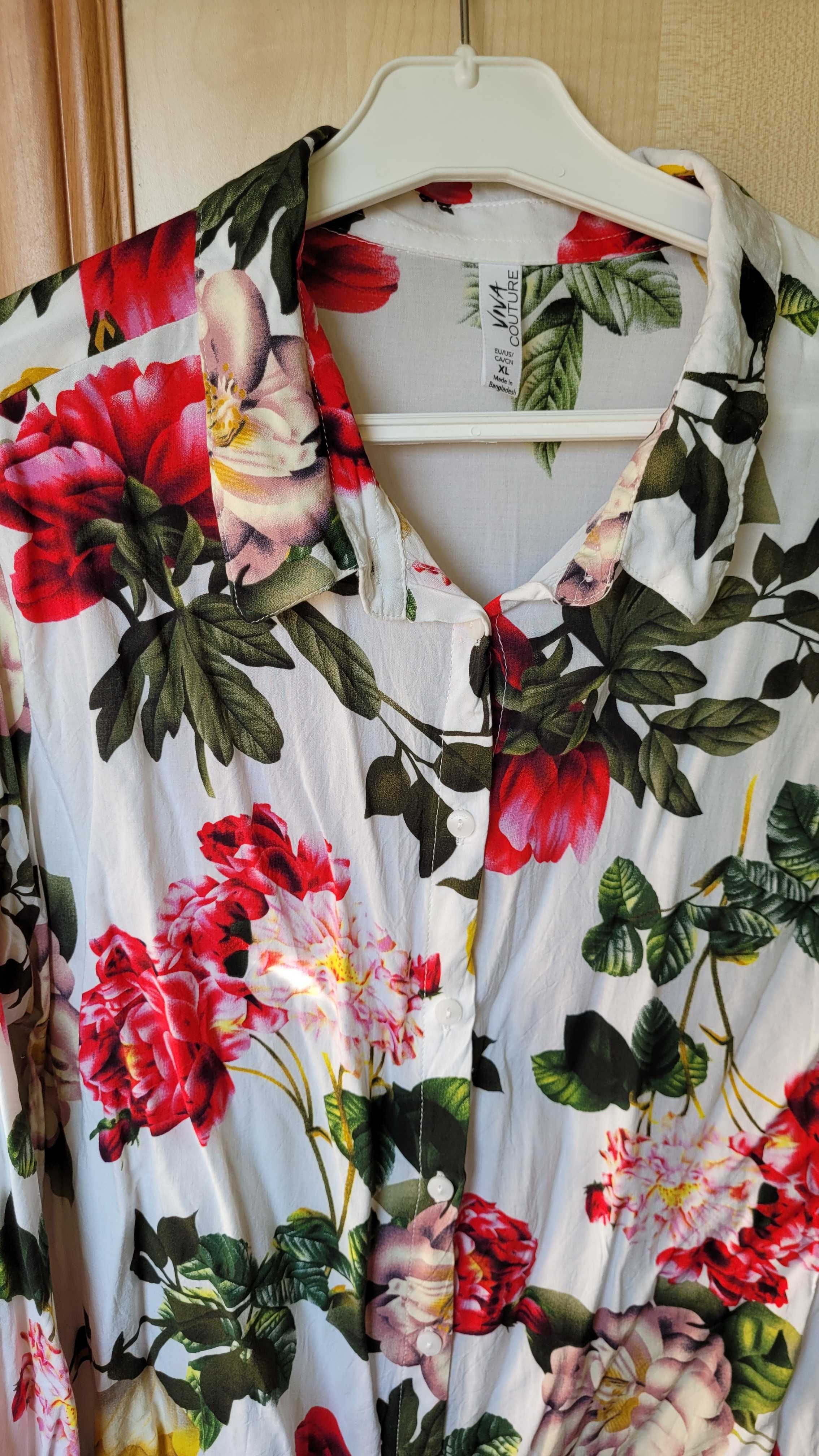 Koszula w kwiaty z dzwonkowymi rękawami Viva Couture