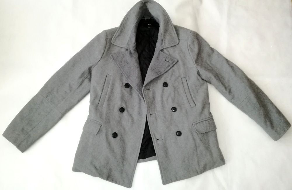 H&M- Męska Wełniana Kurtka Wizytowa, Wełna r. 48/M