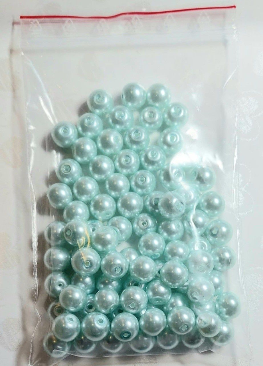 Koraliki akrylowe turkusowe perły 10 mm 50 sztuk do biżuterii handmade