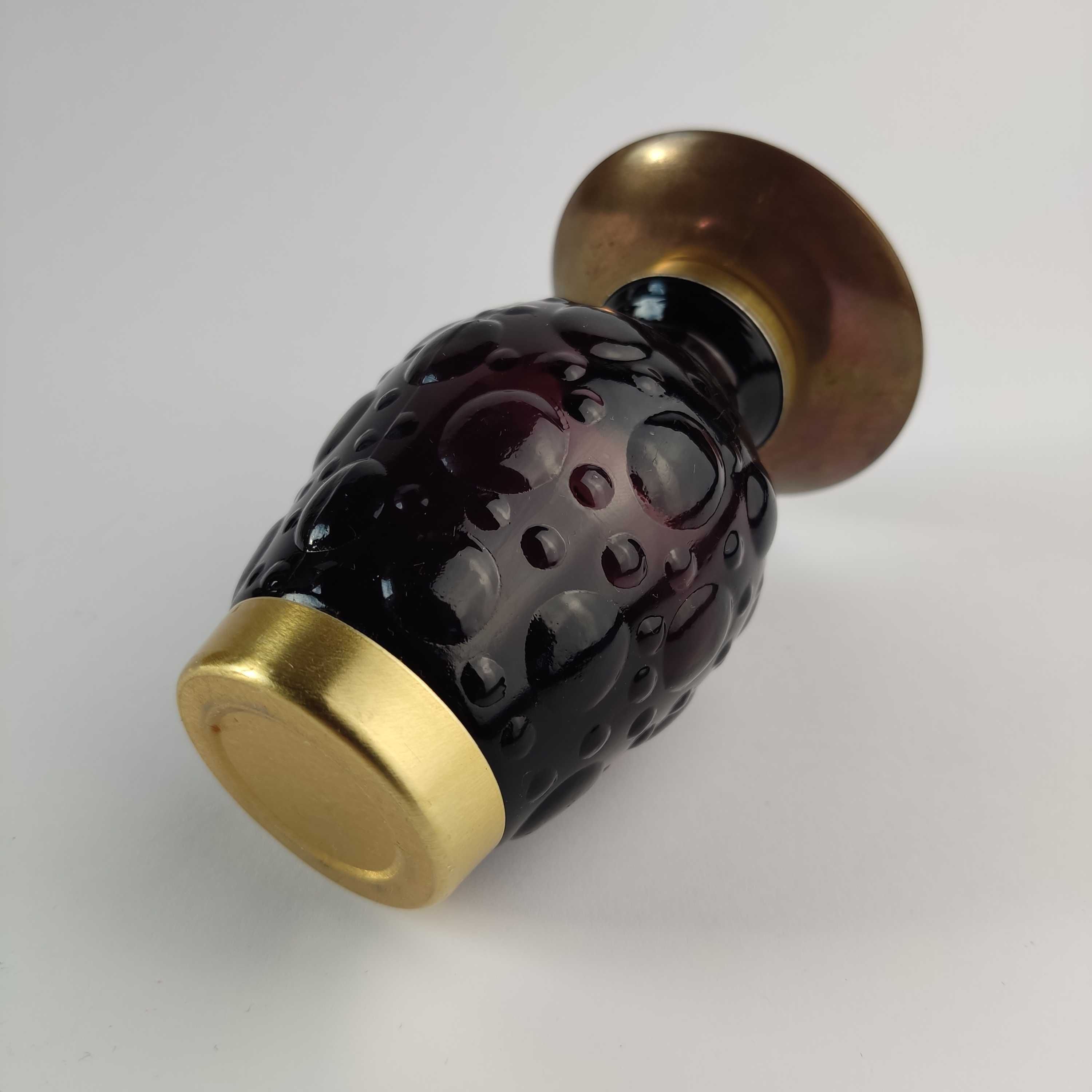Nietypowy świecznik szklany ( bubble glas ) z el.metalowym - lata 60