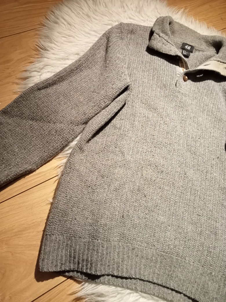 Sweter wełniany z kołnierzykiem 50% wełna H&M S