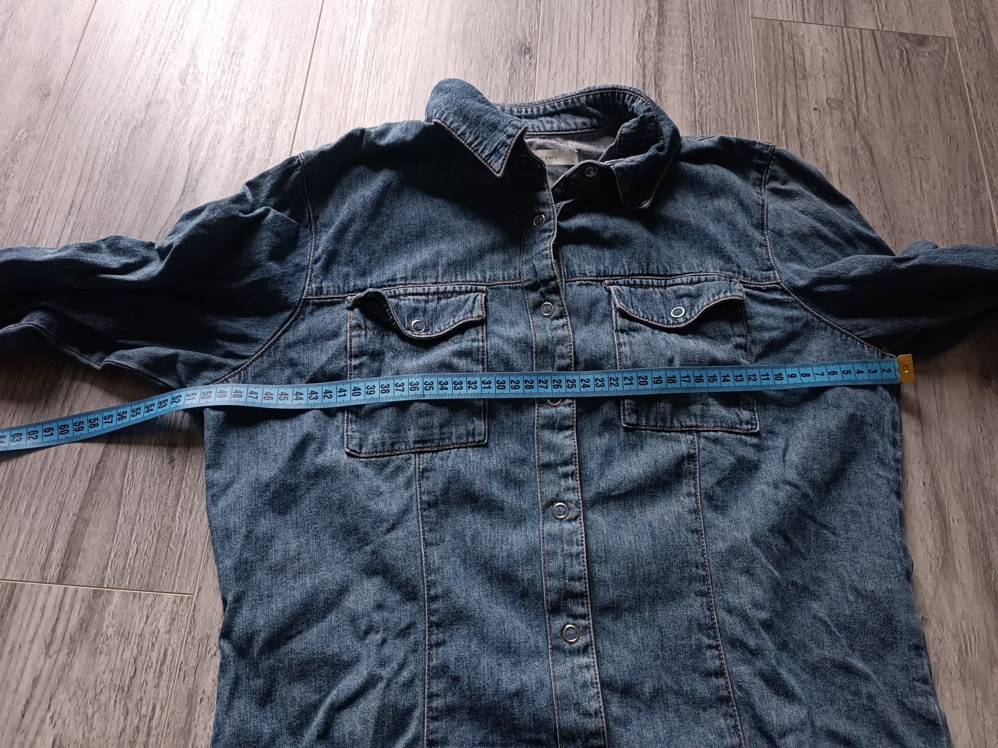 Koszula z długim rękawem jeansowa 100% bawełna